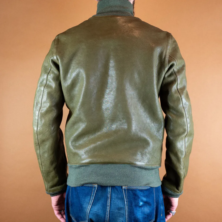 Thedi Leathers Jacken>Baseballjacke Leder Grün