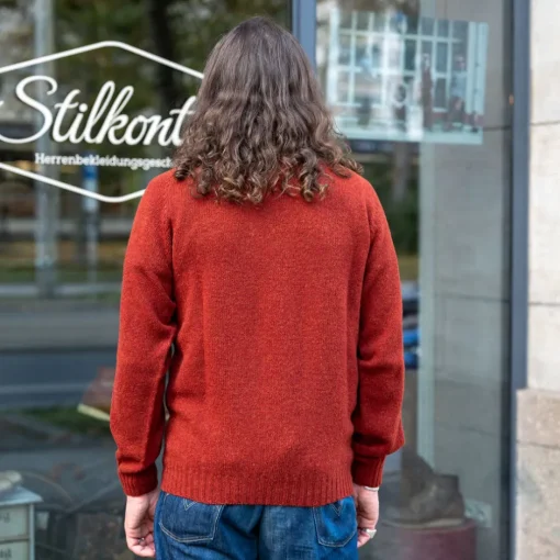 Harley of Scotland Pullover>Crew Neck Sweater Super Soft Wool Blaze