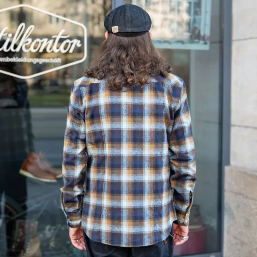 Indigofera Hemden>Dollard Shirt Herringbone Check Blue/Brown