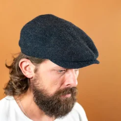 Stetson Mützen>Driver Cap Wool Heringbone Wool Schirmmütze Blue
