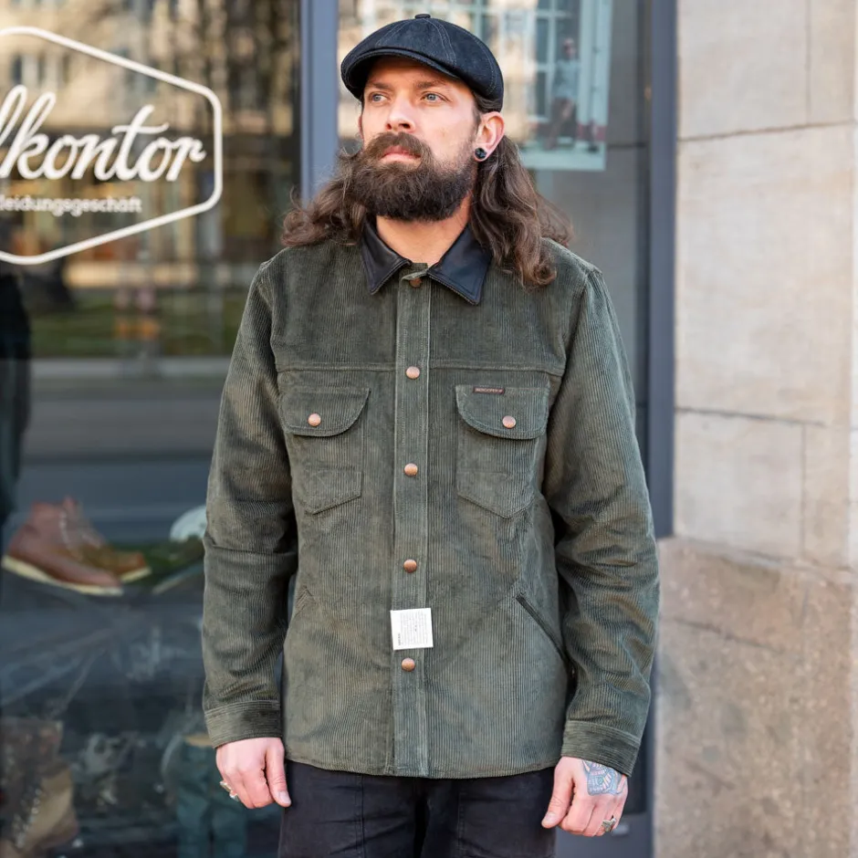 Indigofera Jacken>Fargo Trucker Jacket Corduroy Green