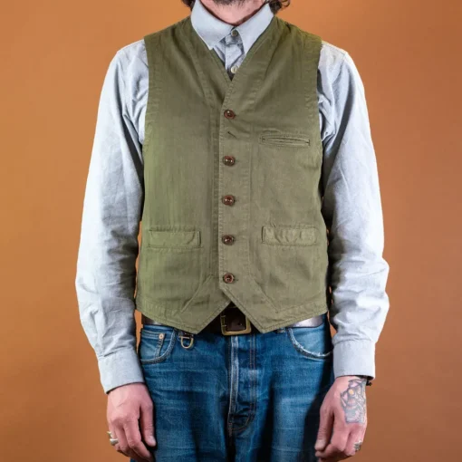 Captain Santors Westen>Herringbone Vest Green