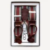 Trico Hosenträger>Hosenträger 36mm breit mit Rollzug Bordeaux gestreift