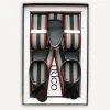 Trico Hosenträger>Hosenträger 36mm breit mit Rollzug Grün/Beige/Rot gestreift