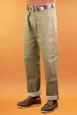 Indigofera Hosen>Kirk Pants Desert Moss Selvage 10,5oz Green