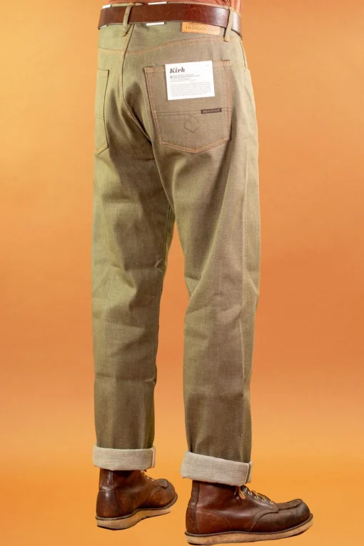Indigofera Hosen>Kirk Pants Desert Moss Selvage 10,5oz Green