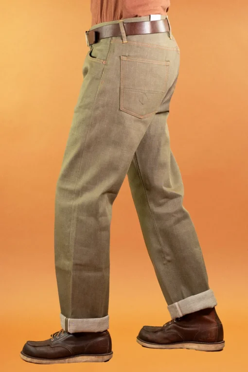 Indigofera Hosen>Kirk Pants Desert Moss Selvage 10,5oz Green