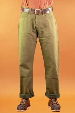 Indigofera Hosen>Kirk Pants Pineville Selvage 12oz Green