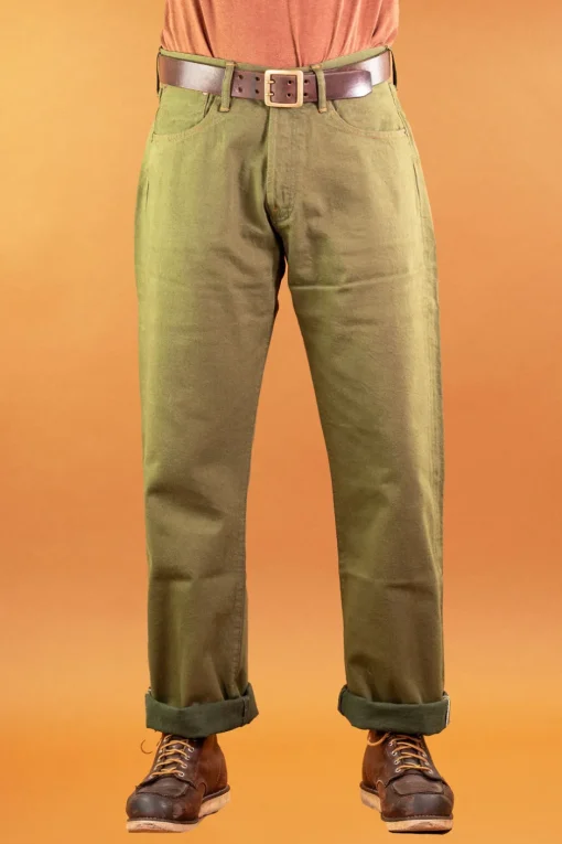 Indigofera Hosen>Kirk Pants Pineville Selvage 12oz Green