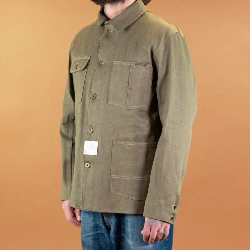 Indigofera Jacken>Kurt Single Desert Moss Green Selvedge