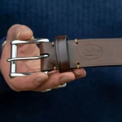 Timeless Leather Gürtel></noscript>Ledergürtel 40er mit Edelstahlschnalle Braun