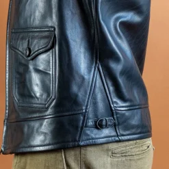 Thedi Leathers Jacken></noscript>Lederjacke im Fliegerjackenstil Horsehide Black