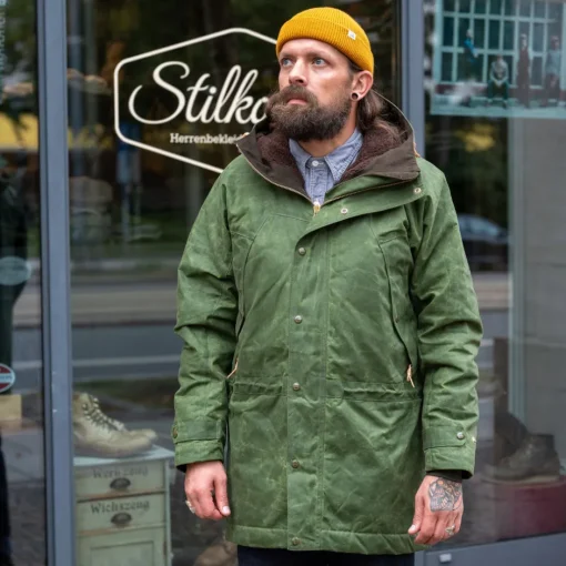 Manifattura Ceccarelli Jacken>Long Mountain Jacket Waxed Green