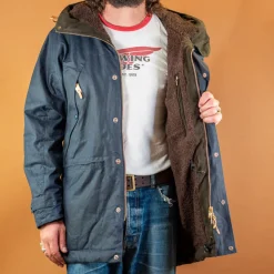 Manifattura Ceccarelli Jacken></noscript>Long Mountain Jacket Waxed Navy
