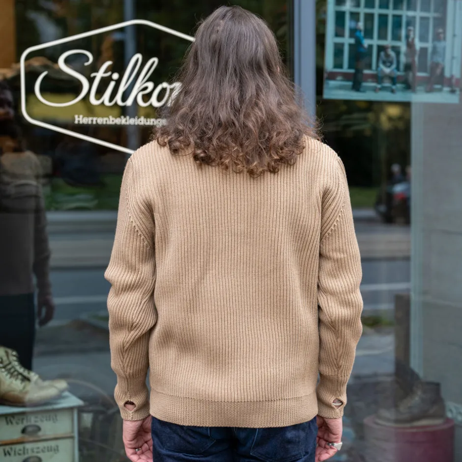 Andersen-Andersen Pullover>Navy Half Zip Pullover Camel