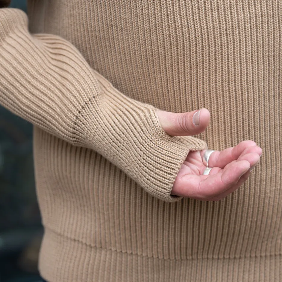 Andersen-Andersen Pullover>Navy Half Zip Pullover Camel