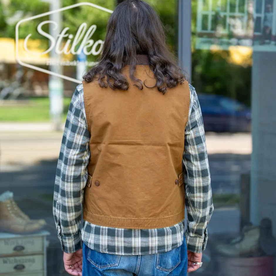 Iron Heart Westen>9oz. Canvas Work Vest IHV-49 Brown