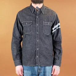 Momotaro Hemden>8oz Selvedge Denim Work Shirt Indigo