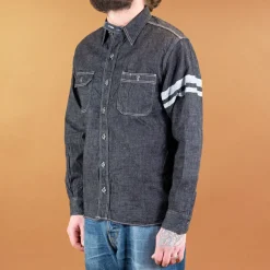 Momotaro Hemden>8oz Selvedge Denim Work Shirt Indigo