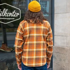 Iron Heart Hemden></noscript>12oz. Slubby Heavy Flannel Western Shirt IHSH-399-ORA Orange