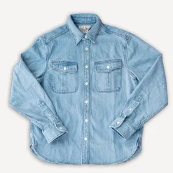 Freenote Cloth Hemden>Rancho Shirt Bleach Indigo Cord