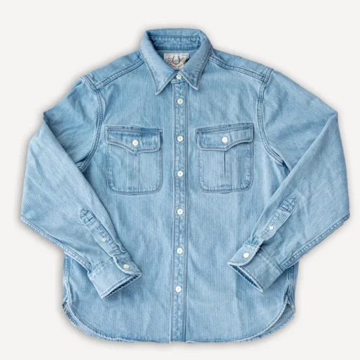Freenote Cloth Hemden>Rancho Shirt Bleach Indigo Cord