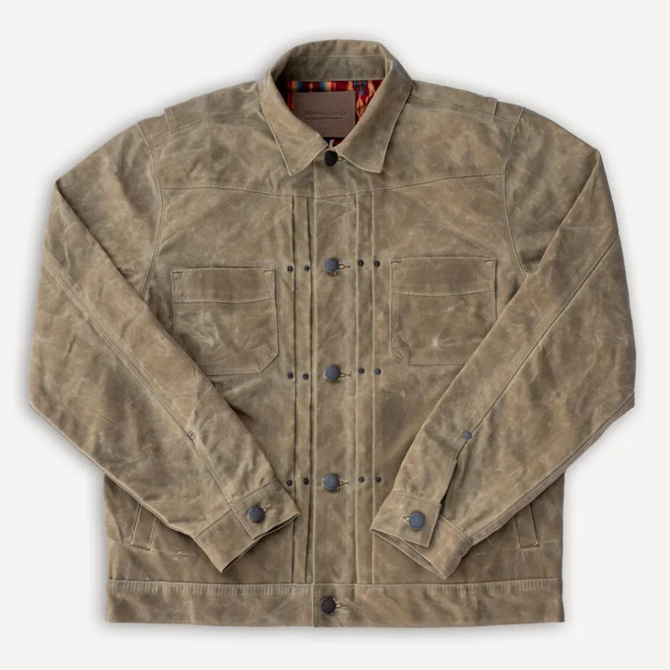 Freenote Cloth Jacken>Riders Jacket Waxed Canvas Tobacco Brown RJ-1