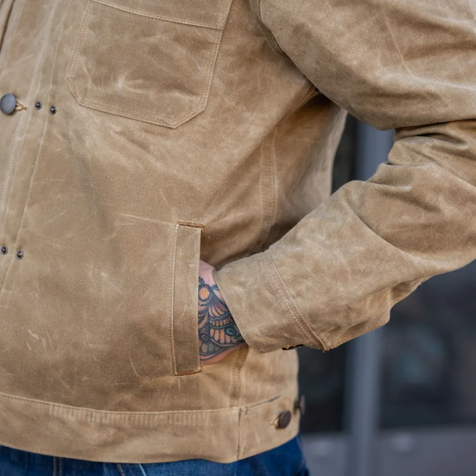 Freenote Cloth Jacken>Riders Jacket Waxed Canvas Tobacco Brown RJ-1