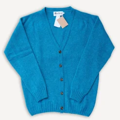 Harley of Scotland Pullover>Saddle Shoulder V Cardigan Pennan Bay